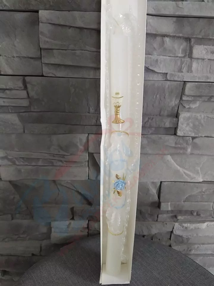Sviečka Exclusive s 3D ružou - modrá