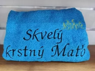 Osuška s nápisom SKVELÝ KRSTNÝ MAŤO