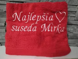 Osuška s nápisom Najlepšia suseda Mirka