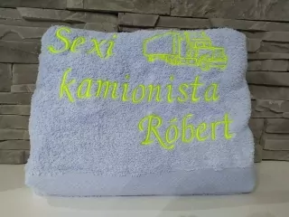 Osuška s nápisom Sexi kamionista Róbert