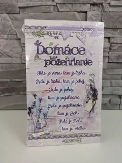 Drevená tabuľka - Domáce požehnanie fialová