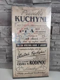 Drevená tabuľka- Pravidlá kuchyne hnedá