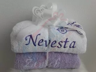 Set osušiek ženích + nevesta fialové