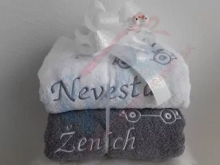 Set osušiek ženích + nevesta sivé