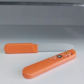 Sklenený pilník so Swarovski kamienkami- oranžový