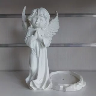 Anjel s krídlami a miestom na sviečku- biely