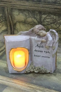 xAnjel na hrob s LED sviečkou 25cm