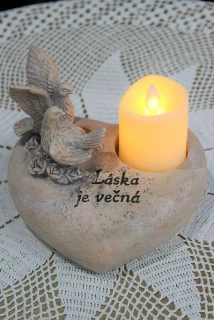 xSrdiečko na hrob s LED sviečkou 15 cm
