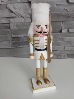 xVianočný luskáčik 20cm - biely