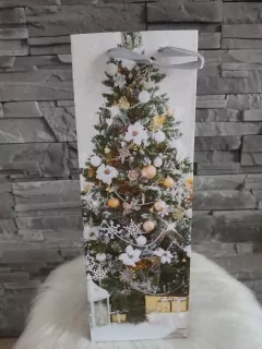 Vianočná taška B biela s motívom stromčeka