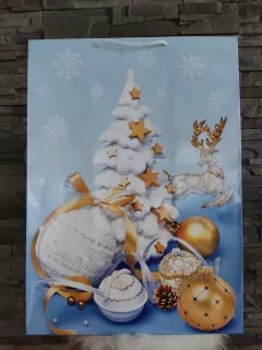 Vianočná taška XLL- modrá stromček