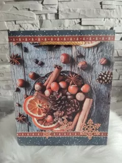 Vianočná taška M strieborná- šišky