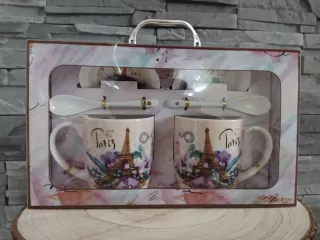 Dvojset Paris - šálky, podšálky a lyžičky