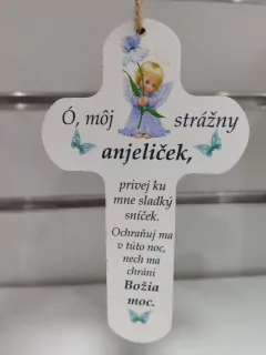 Drevený krížik - Ó môj strážny anjeliček
