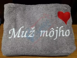 Osuška s nápisom Muž môjho srdca