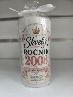🕯️ Sviečka Skvelý ročník 2008 pre dievča 🎀