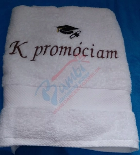 Osuška s nápisom K promóciam