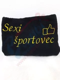 Osuška s nápisom Sexi športovec