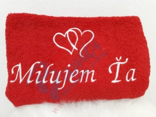 Osuška s nápisom Milujem Ťa
