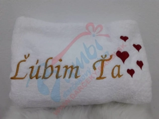 Osuška s nápisom Ľúbim Ťa