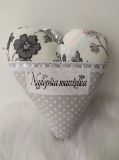 Handmade šedé srdiečko Najlepšia manželka