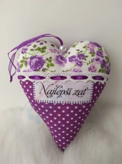 Handmade fialové srdiečko Najlepší zať