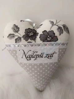Handmade šedé srdiečko Najlepšií zať