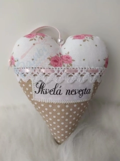 Handmade hnedé srdiečko Skvelá nevesta