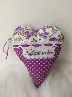 Handmade fialové srdiečko Najlepší svokor