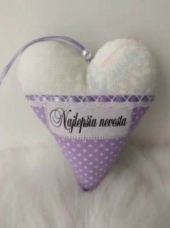Handmade fialové srdiečko Najlepšia nevesta