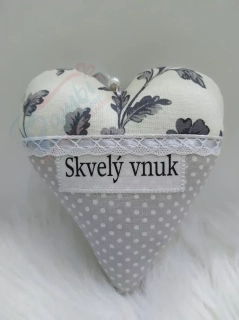 Handmade šedé srdiečko Skvelý vnuk