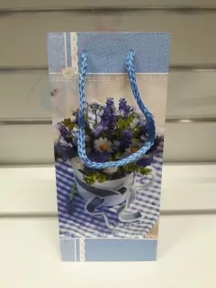 Darčeková taška modrá s kvetinami 