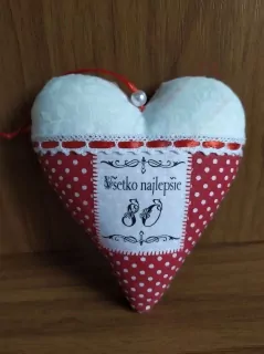 Handmade červené srdiečko Všetko najlepšie 80