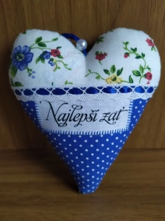 Handmade modré srdiečko Najlepší zať