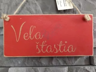 Drevená tabuľka Veľa šťastia