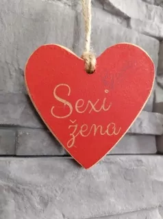 Drevené srdiečko mini Sexi žena