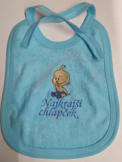 Podbradník Najkrajší chlapček modrý vyšívaný