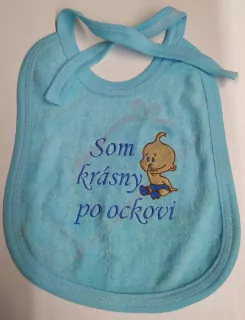 Detský podbradník som krásny po ockovi modrý vyšívaný