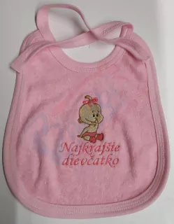 Detský podbradník najkrajšie dievčatko ružový vyšívaný