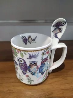 Porcelánový hrnček Sovičky