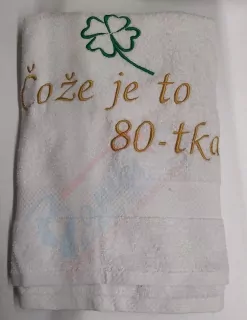 Osuška s nápisom Čože je to 80-tka
