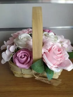 Košík z mydlových kvetov Pink rose