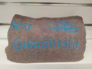 Osuška s nápisom Sexi kamionista