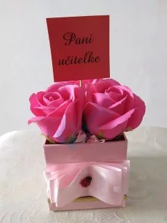 Mydlový flower box 3 Pani učiteľke ružová