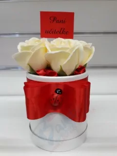 Mydlový flower box 5 Pani učiteľke krémová