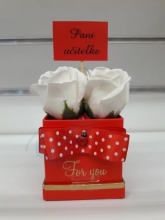 Mydlový flower box 3 Pani učiteľke biela
