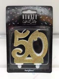 Sviečka na tortu zlatá 50