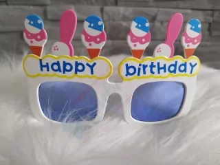 Párty okuliare Happy Birthday biele