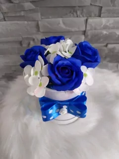 Mydlový flower box modro-biely stredný