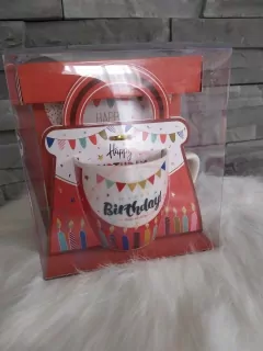 Keramický hrnček Happy Birthday červený